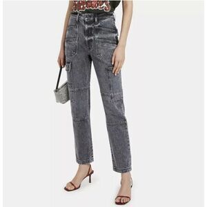 Slvrlake Savior Cargo Jeans Sz 26 / 28 Black High Waist Straight Leg Boyfriend